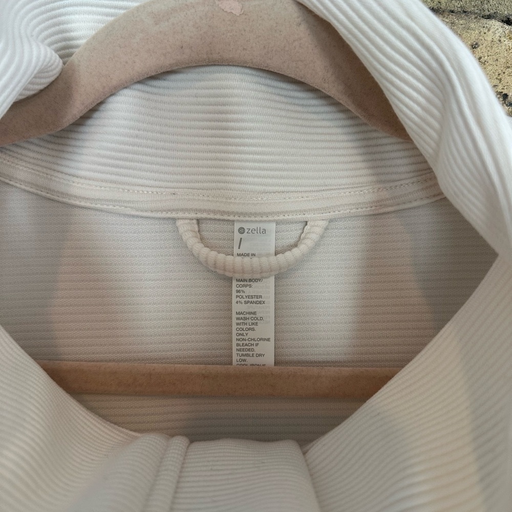 Zella Ivory Ribbed Quarter-Zip Top - Picture 2 of 5